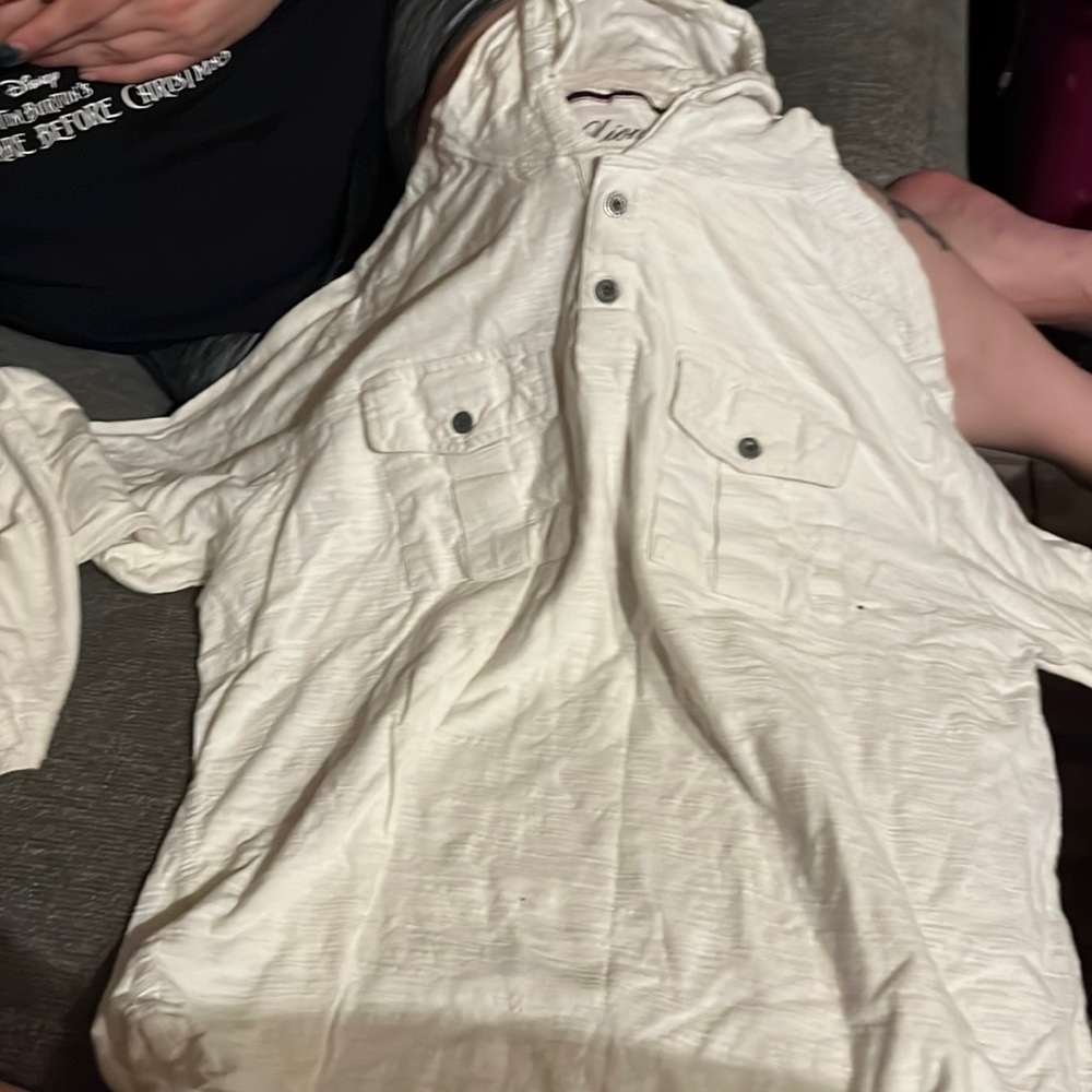 Mens White Hooded Top